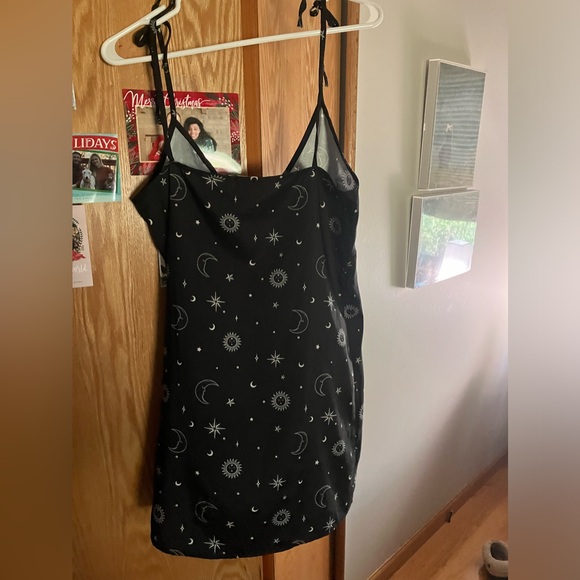 Skinny Dip London ASOS Celestial Sun and Moon tie strap black slip dress Size 6 - Picture 9 of 13